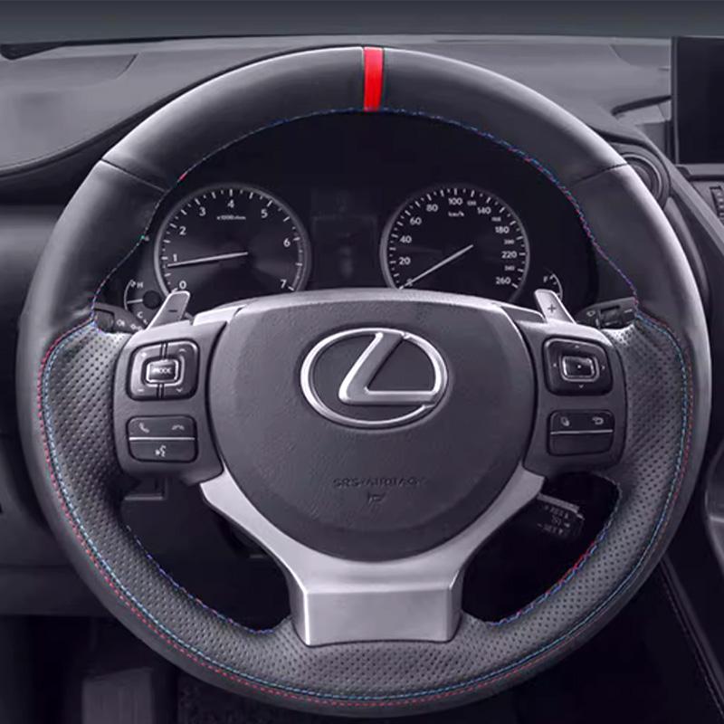 Car Steering Wheel Cover for Lexus Is 200t 250 300 350 F Sport RC 350 CT 200h / NX Carbon Fiber&Leather Steering Wheel Wrap