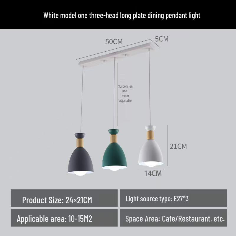 Nordic Modern Minimalist Macaron Pendant Light - Three-Head Design for Restaurant or Bar Counter