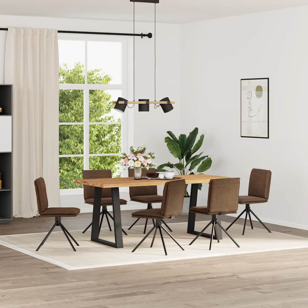 Dining Room Chairs 6 Pcs Brown Suede Look