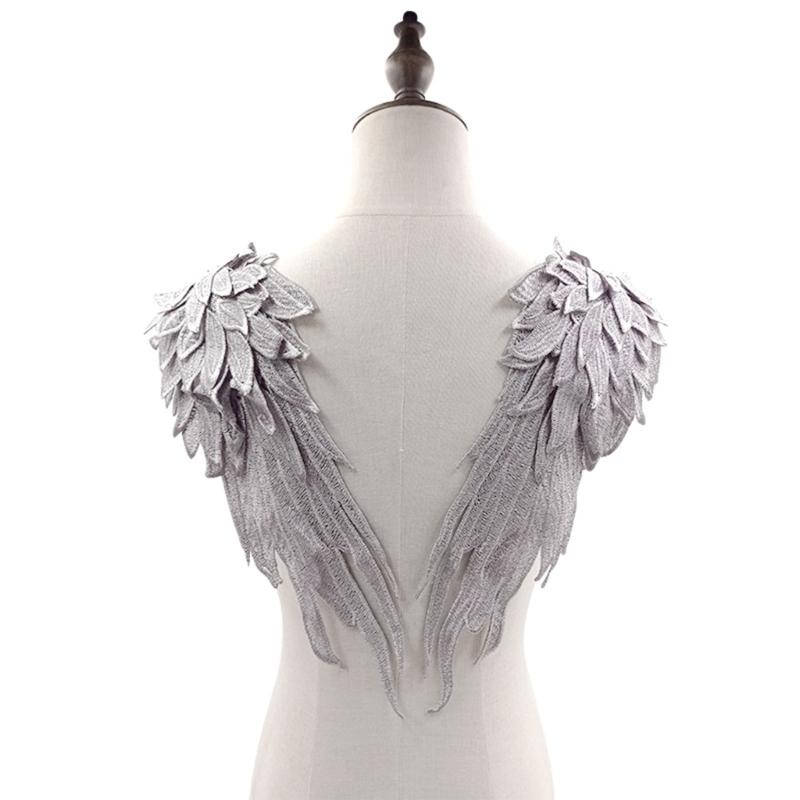 2lots Elegant Angel Wing Fabric Appliques Creative Pattern Patches Bridal Dress for Bridal Attires