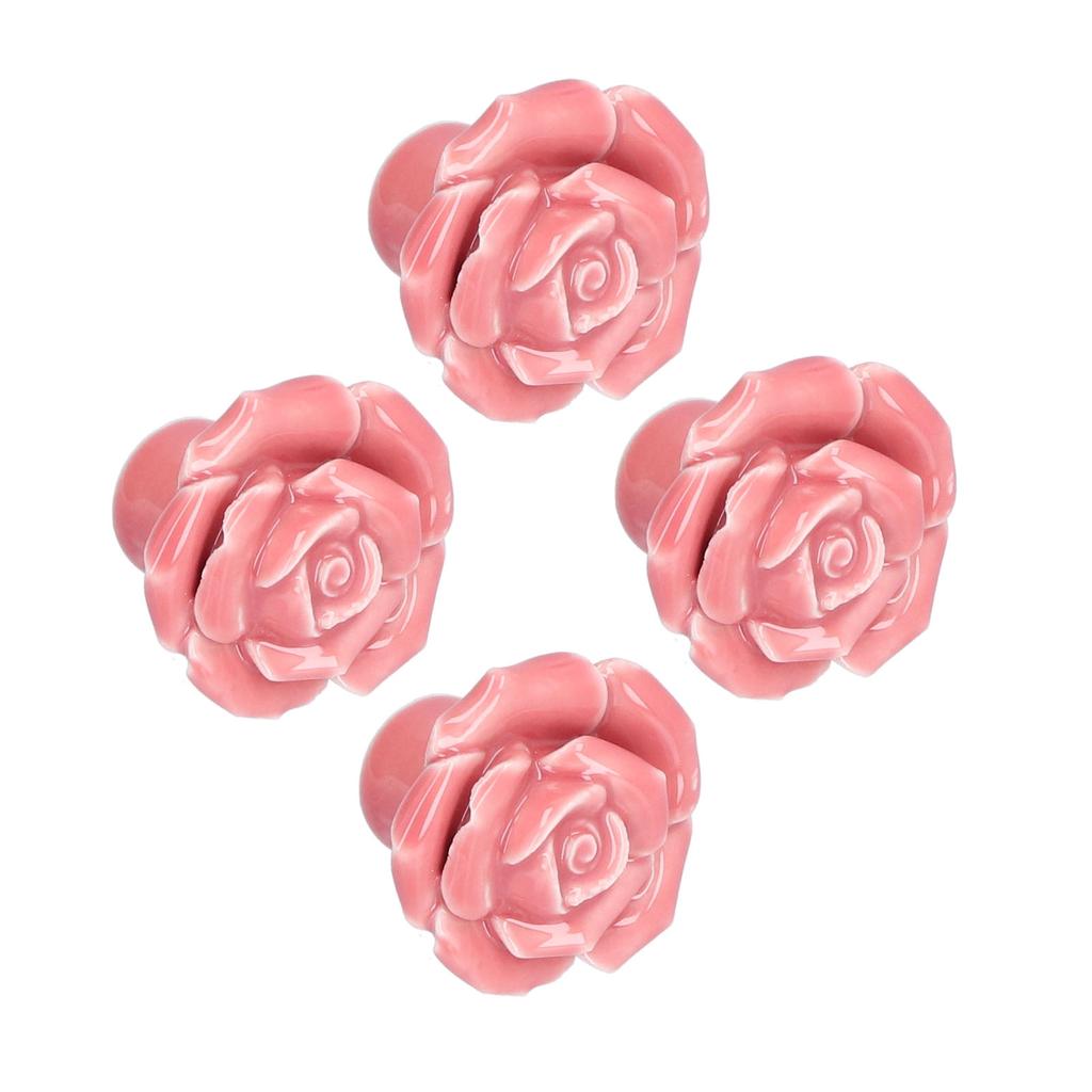 4 Set Rose Shaped Handle Modern Ceramic Cabinet Knob for Home Living Room BedroomPink