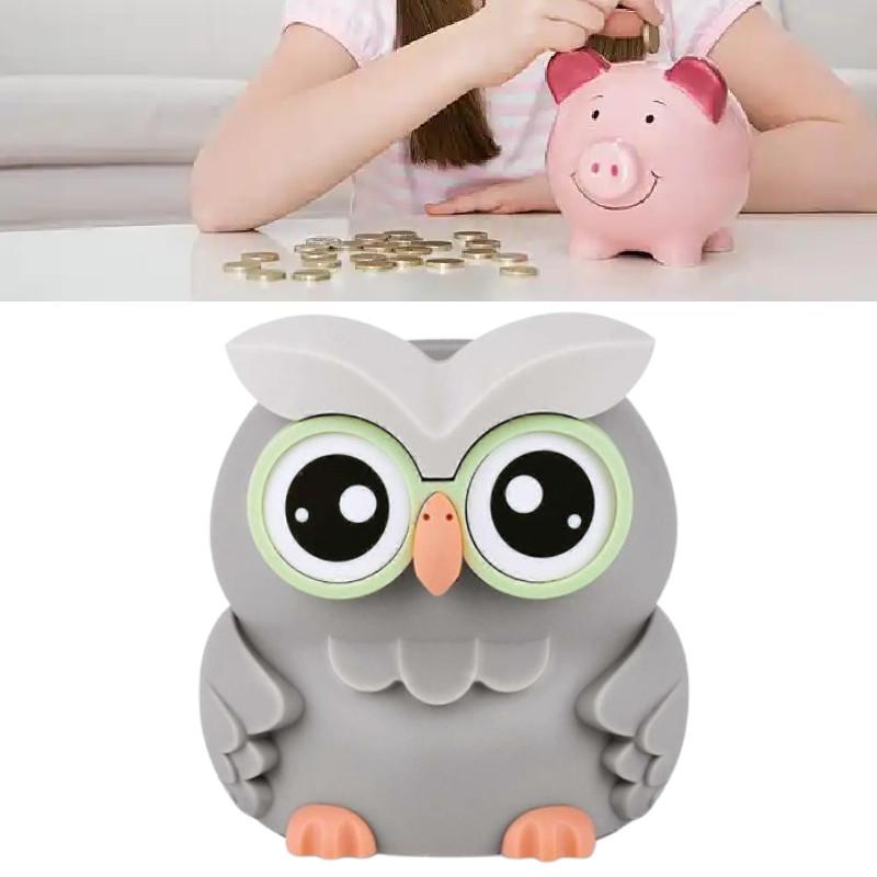 Electronic Owl Counting Piggy Bank Cute Animal Shape Automatic Saving Gifts Pot