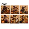 Halloween Puppy Witch Decor Faux Pearl Painting Kit, Ghost 3D Art Craft Stress Relief for Adults Beginners, Home Wall Decor, DIY Gift Cute Party