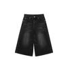 Damen American Style Retro Schwarze Denim Capri-Hosen - Sommer Locker Mittellang Fünf-Punkt Gerade Bein Übergröße Shorts
