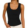 Camiseta sin mangas ajustada de punto acanalado con cuello cuadrado para mujer