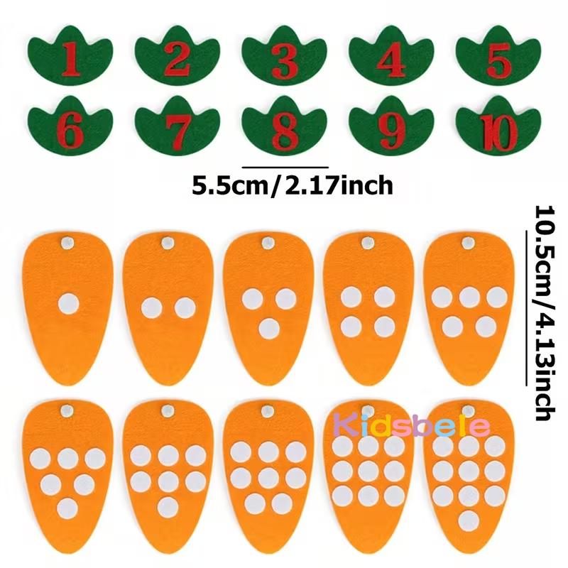 Montessori Carrot Number DIY Math Toy Montessori Handmade Felt Counting Game Learning Aid Puzzle Activity Materials for Toddlers