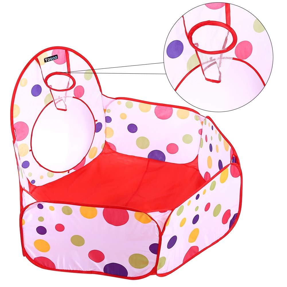 3 Tent Ball House Foldable Polka Dot Pattern Tunnel Indoor Gift Convenient Storage Breathable Ball Pool [Contains PCS] Children's