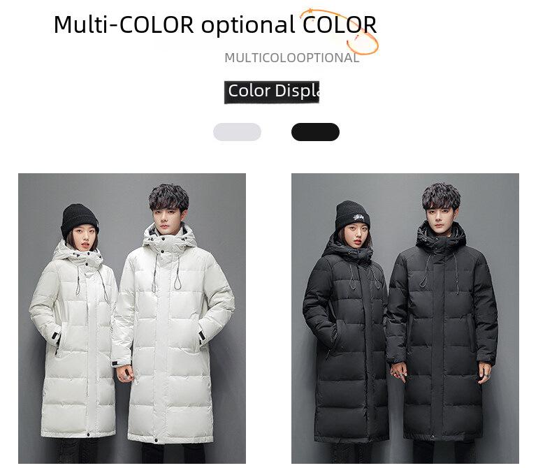 Men's Korean Style Thickened Down Jacket, Fashionable Mid-Length Warm Coat for Couples