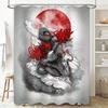 Red Chrysanthemums Snake Print Shower Curtain Premium Waterproof Decor For Bathroom (128 Characters)