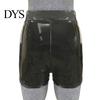 Butt-hugging Shorts Women High Waist Button Zipper Fly Faux Leather Elastic Short Pants Hip Lifting Glossy Color Nightclub Wear High-waisted