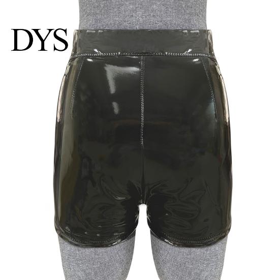 Butt-hugging Shorts Women High Waist Button Zipper Fly Faux Leather Elastic Short Pants Hip Lifting Glossy Color Nightclub Wear High-waisted