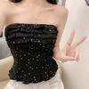 #Summer New Sweet and Spicy Polka Dot Printing Tube Top Slim and Thin Women's One-piece Top with Chest Pad