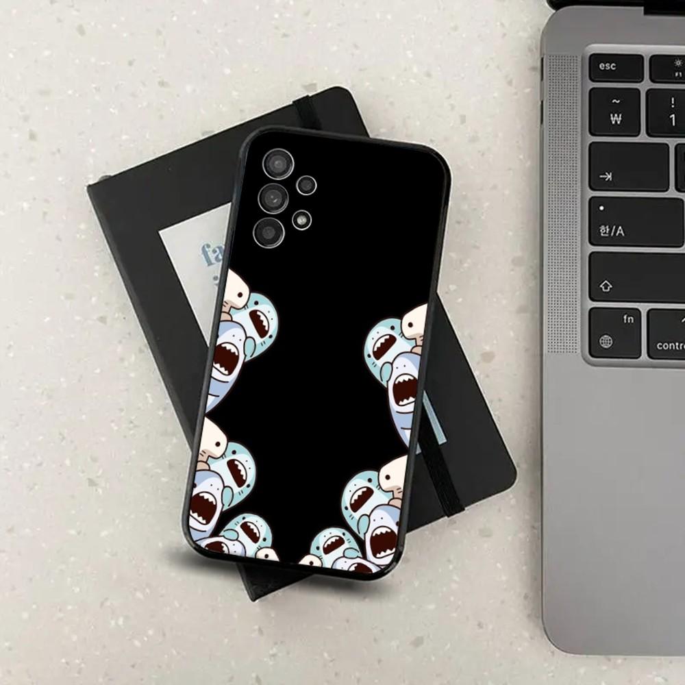 Cute Shark Cartoon Phone Case For Samsung S21,S22,S23,S30,Ultra,S20,Plus,Fe,Lite,Note,10,9,5G Black Soft Cover