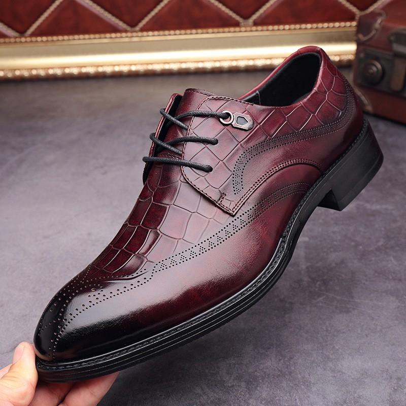 Mens Genuine Leather Oxford Shoes With Brogue Carving Formal Business Dress Office Wear