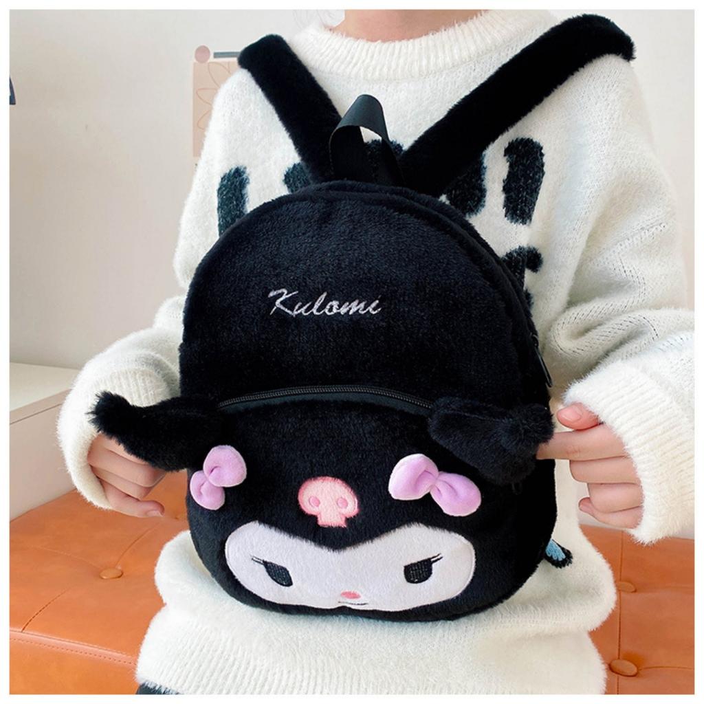 Cartoon Lovely Hello Kitty Plush Backpack Cinnamoroll Kuromi Girl Heart Large Capacity My Melody Shoulders Bag Christmas