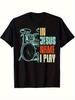 T-shirt Homme Batteur Chrétien Noir Dans le Nom de Jésus Je Joue de la Batterie Graphic Tee Bloc de Couleurs Vives Inscriptions