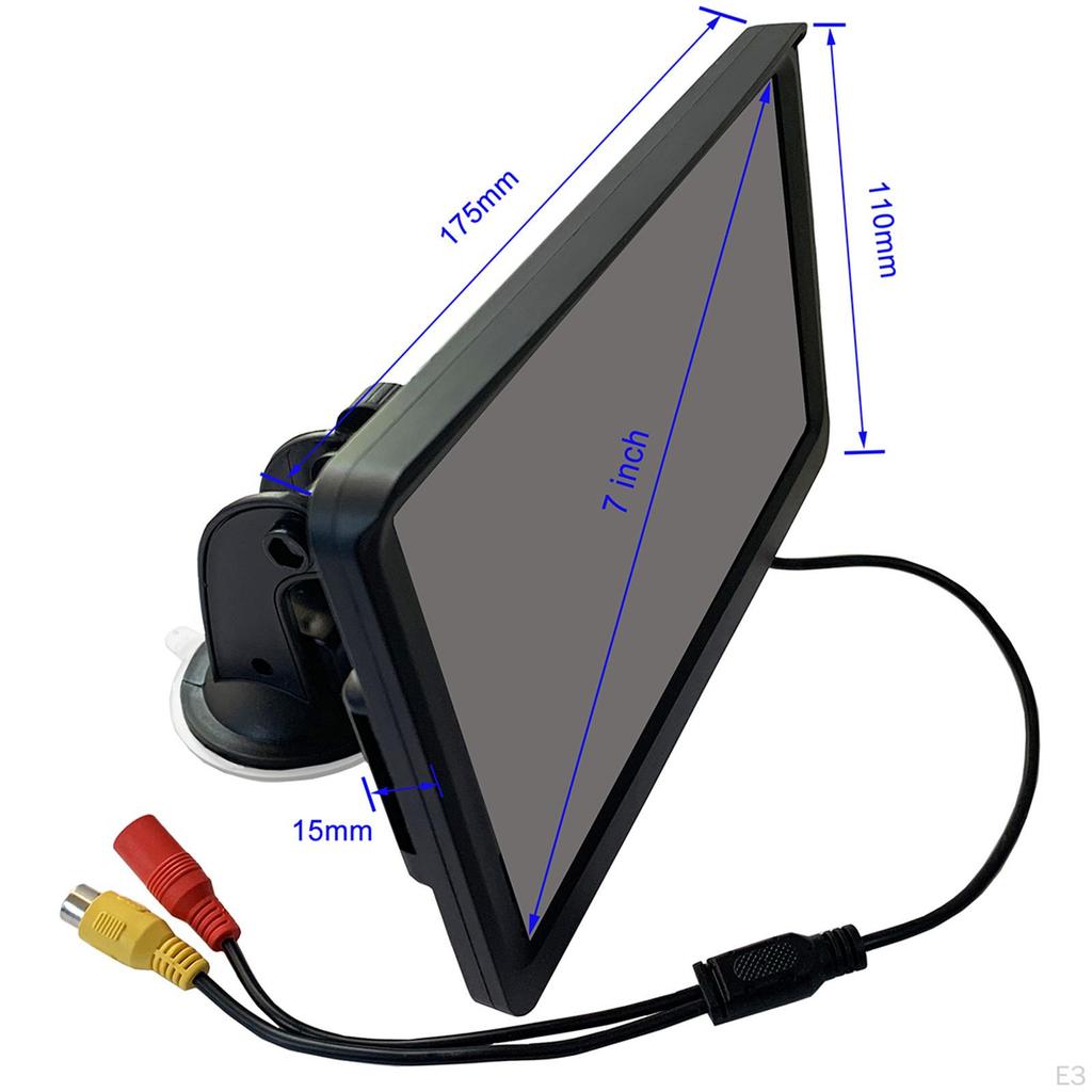 7" Rear View Car Monitor, 170° Wide Angle Scale Lines 4 LED Light Camera Rear/ HD Lens 12V/24V LCD