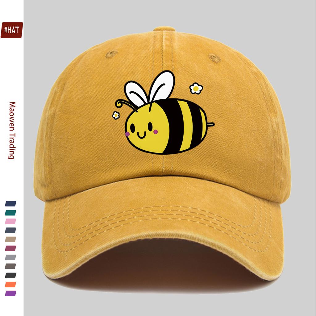 pc Cute Bee Print Baseball Cap Casual Travel Decor Design Sun Hat Comfortable Lightweight MultiColor Pet Hat Available Adj