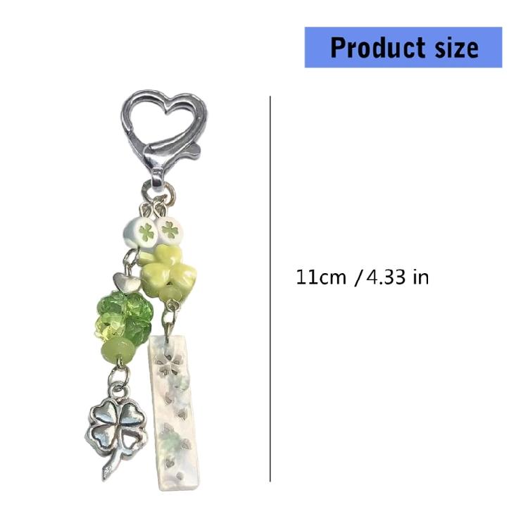 Stylish Green Shamrock Keychain Pendant Hanging Decoration Phone Strap Resin Charm For Digital Camera Bag Purse