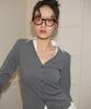 Salon De Yohn Shirt Detail Cardigan_ Gray