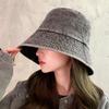 Bucket hat women's black sunscreen hat autumn and winter versatile autumn and winter bucket hat trendy face covering cowboy hat basin hat