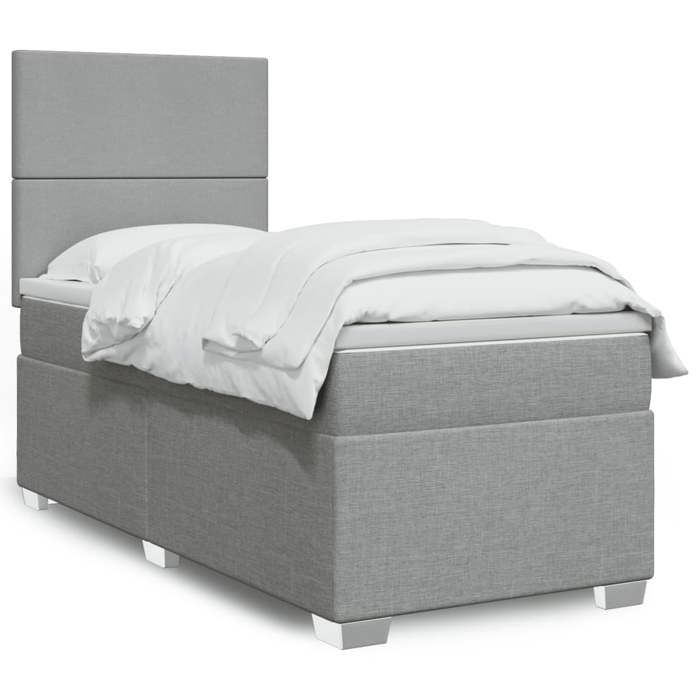 VidaXL Slatted Bed Base and Mattress Light Grey 90x190 Cm Fabric, Bed, Platform Bed, Panel Bed, Furniture of 3292636