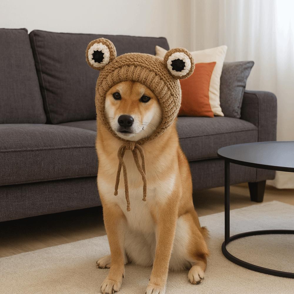 Quiet Noise Protection Dog Ear Muffs Adjustable Pet Headgear Cute Dog Knitted Hat  Photography