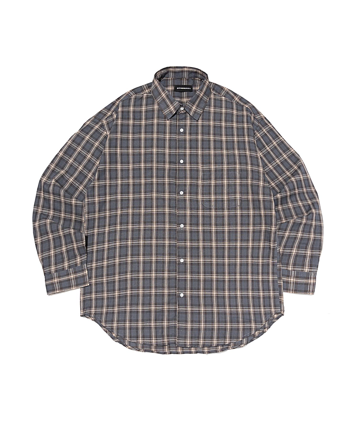 Ader Fits Casual Check Pattern Long Sleeve Shirt (Navy) Free