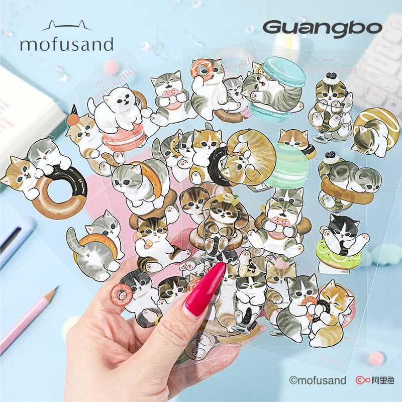 4Pcs Mofusand Stickers Toys Cartoon Shark Cat Waterproof Stickers Cute Diy Decor Stickers For Phone Case Scrapbook Journal