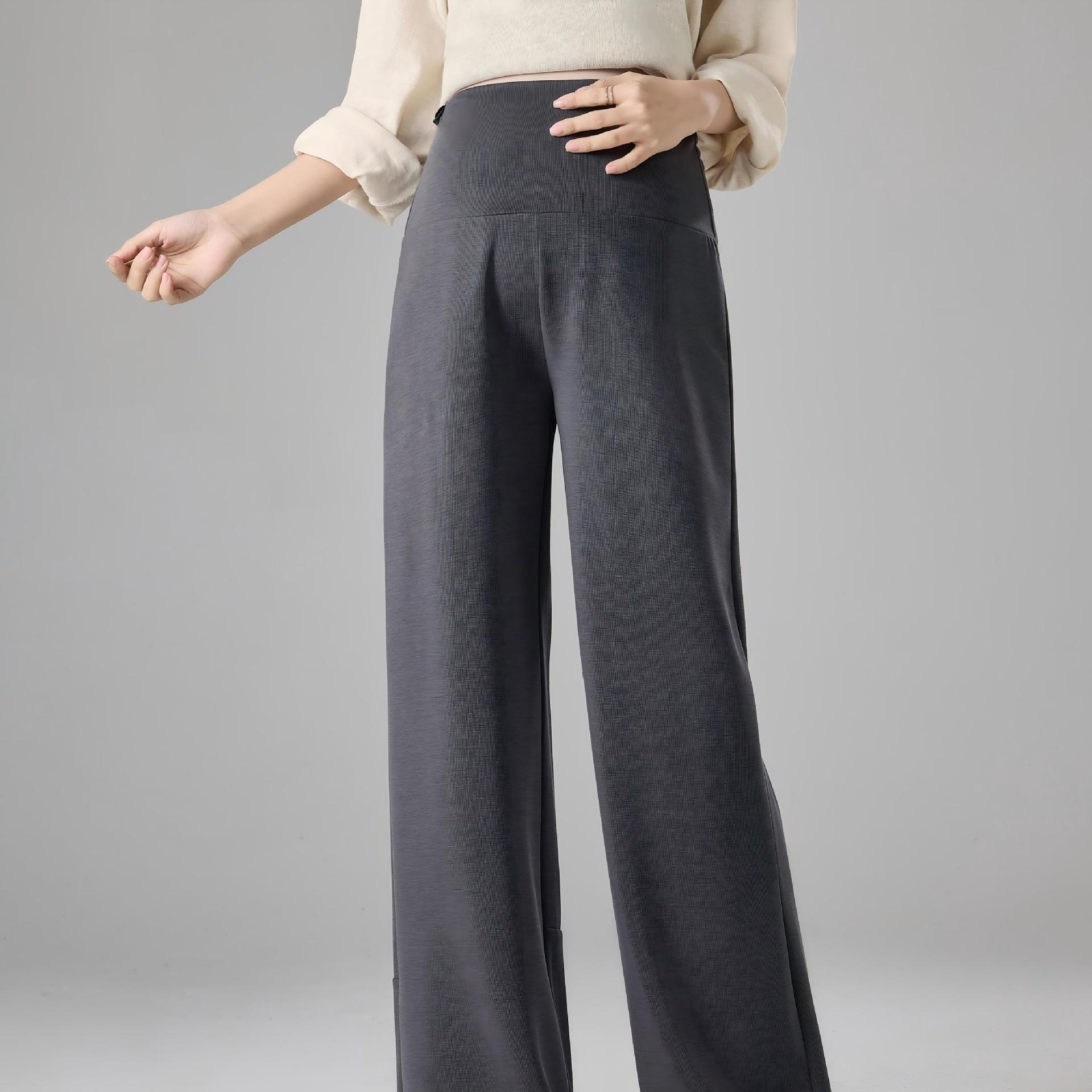 

Spring Maternity Copper-Ammonia Silk High-Waisted Wide-Leg Pants - Slim Fit, Tummy Support, Comfortable & Casual Medium темно-сірий