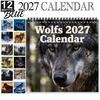Wall Mounted Daily Nature Wild 12 Monthly 2027 Calendar Scheduler Wolves Planner with Functional Calendar