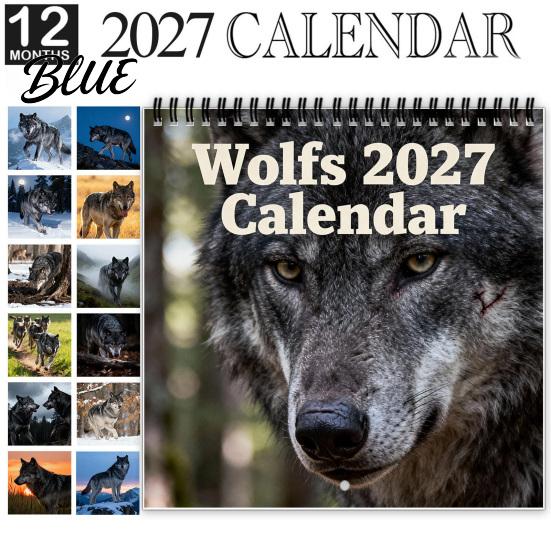 Wall Mounted Daily Nature Wild 12 Monthly 2027 Calendar Scheduler Wolves Planner with Functional Calendar