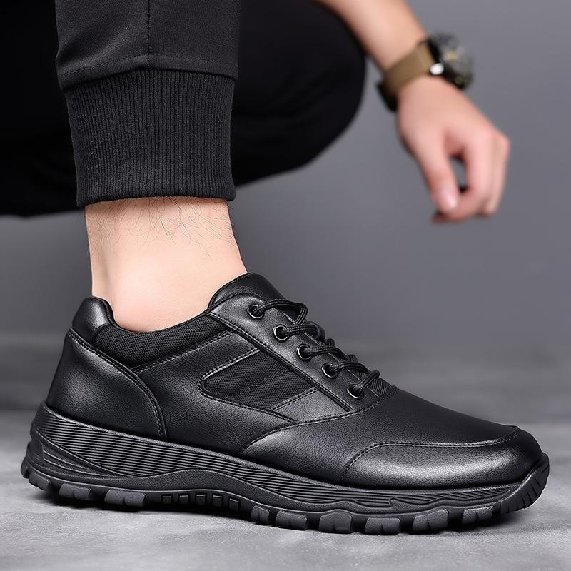 Mode Freizeitschuhe Herren neue Einzelschuhe Fleece warm Leder Herrenschuhe mittel alt Papa Schuhe