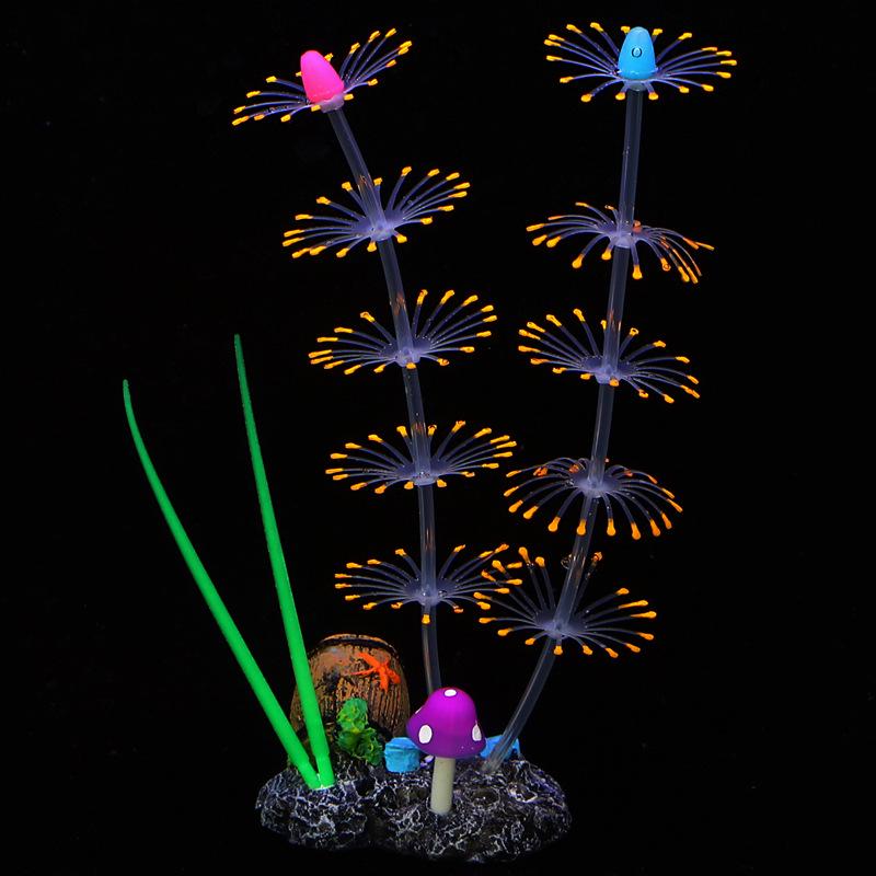 Fluorescent Silicone Coral Ornaments for Aquarium Decor оранжевый