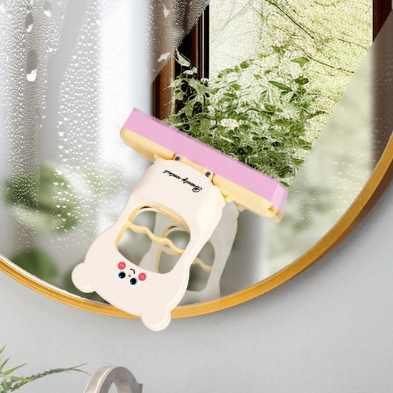 Mini Foldable Desktop Mop Cat Pattern Small Mop with Self-Wringing System Wet/Dry Cleaning Tool Tabletop Mop