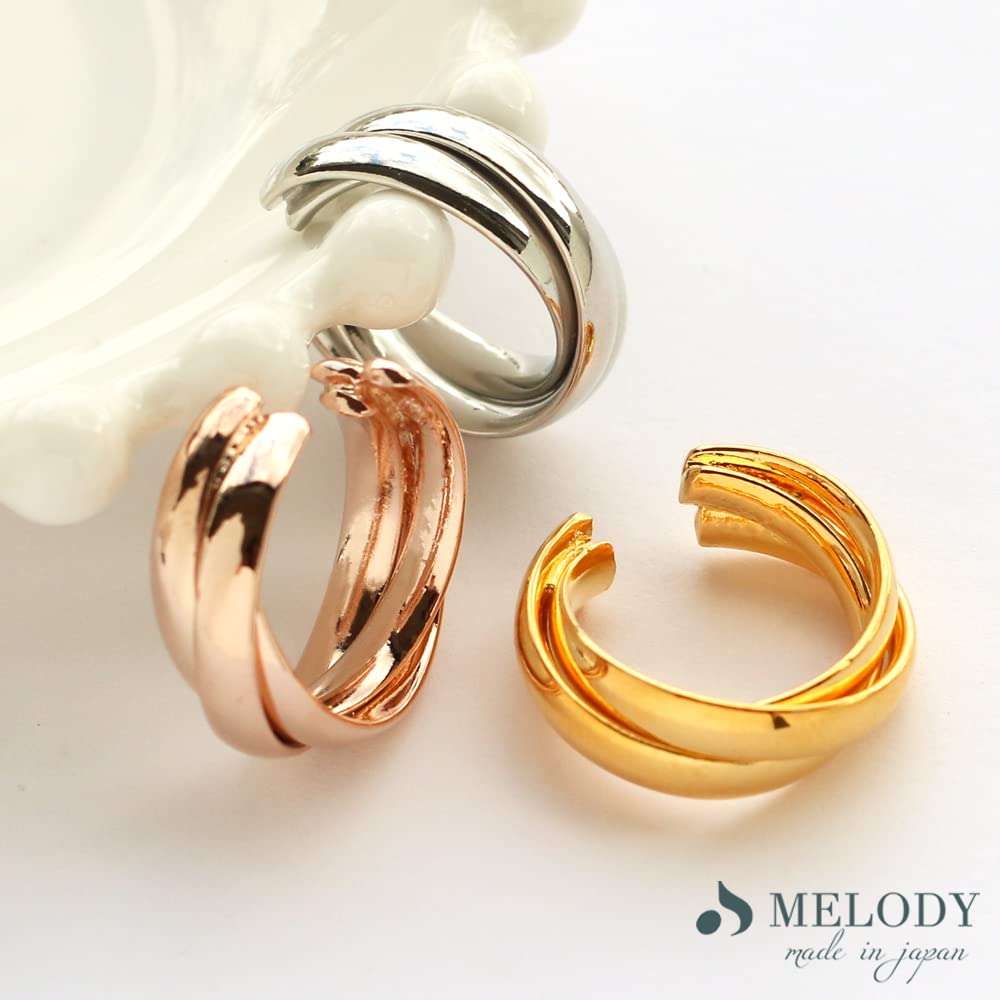 Large ear cuff for made in hypoallergenic [Melody Accessories] women, Japan, (EC-89) (Silver color)