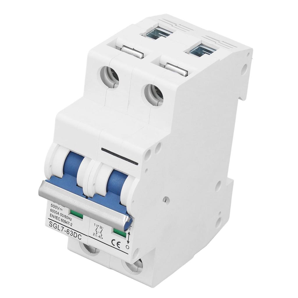 DC Miniature Circuit Breaker 2 Pole 500V 32Amp Isolator Din Rail Mount Disconnect Switch for Solar PV System