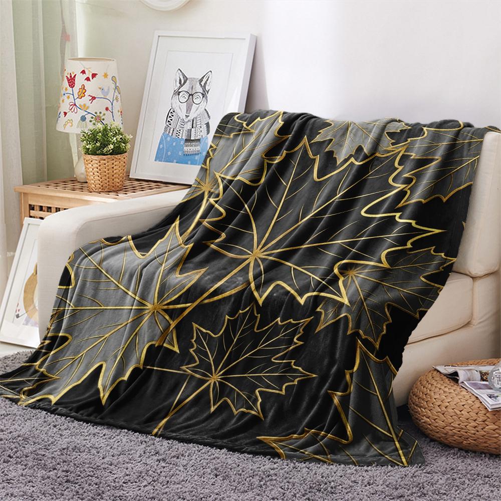 1Pc Leaf Print Flannel Blanket, High quality Comfortable for All Seasons, Home Decor, Warmth and Comfort, Perfect for Christmas Gifts W62