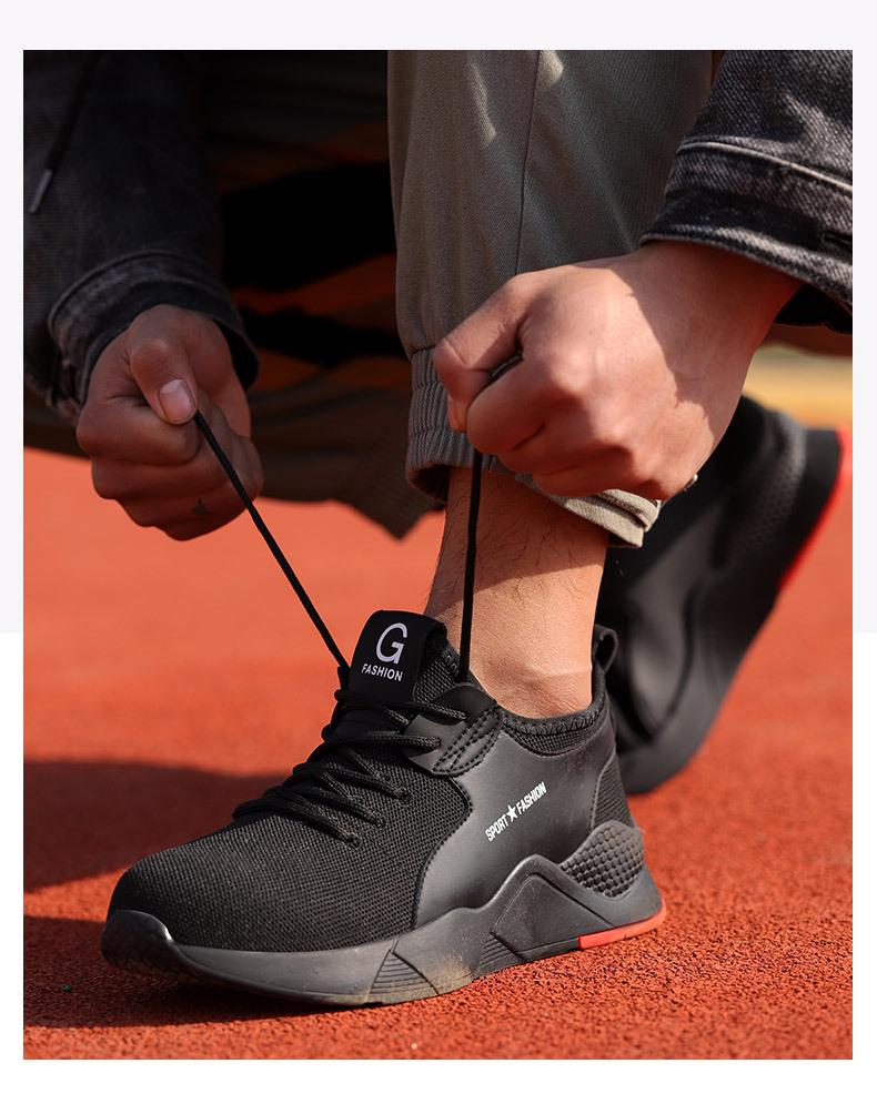 Men's All-Season Steel Toe Safety Shoes, Anti-Smash/Stab, Breathable Big G Weave, Rubber Sole