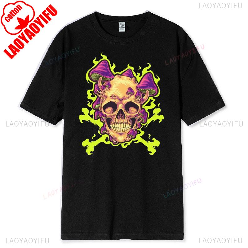 Skull Graphic Tshirt Unisex Cotton Short Sleeve Casual Round Neck Breathable New Arrival Retro Halloween Apparel Softstyle Tee