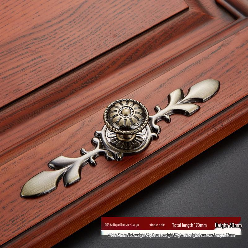 Aolaya European Bronze Cabinet Drawer Zinc Alloy Antique Green Handle