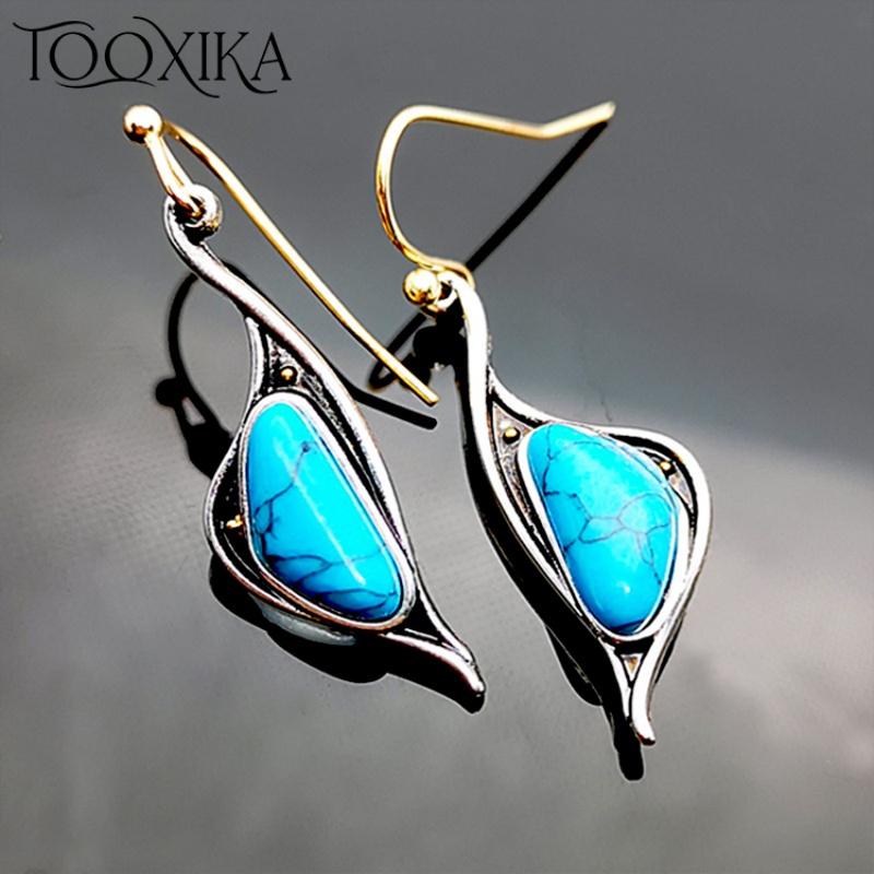 

Креативные серьги Tooxika Little Swan с инкрустацией из бирюзы, роскошные серьги с цветовым разделением