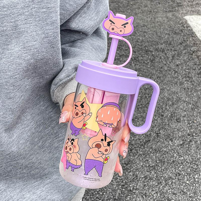 Glass girl summer office straw water cup cute tea water separation brewing cup