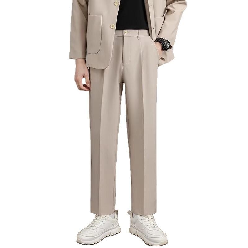 Versatile Ins Business Nine-point Small Trousers Men's Summer Loose Straight Wide-leg Trousers Thin Pants Drape Suit Trousers