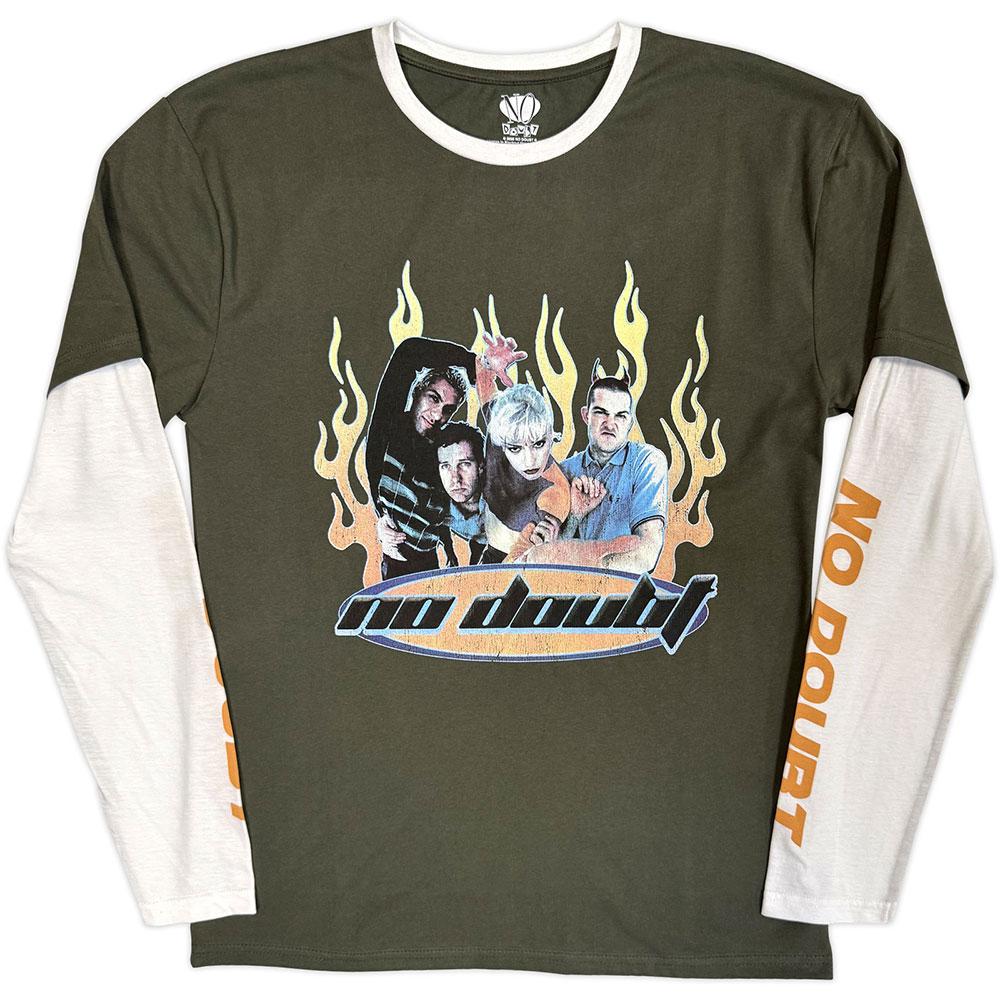 No Doubt Unisex Adult Flames Layered Long-Sleeved T-Shirt
