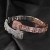 Hiphop fashion open bracelet ins wind diamond staggered two-color bracelet personality hip-hop men's jewelry