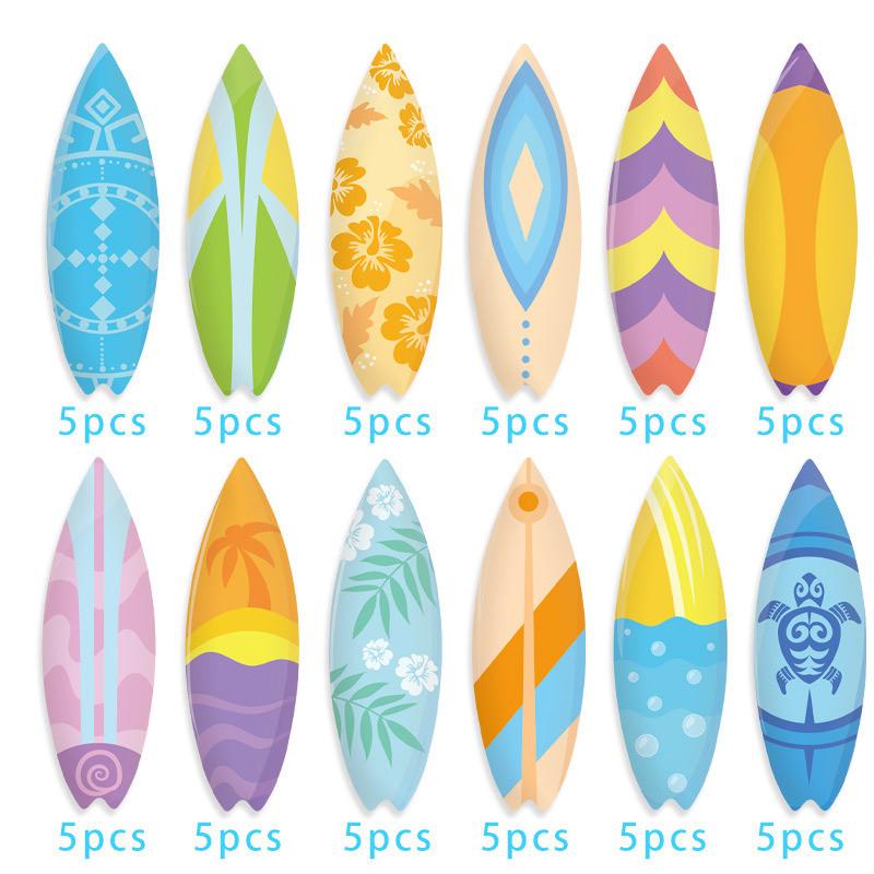 Shape Surfboard Decals Children Party With 60 Paper Stickers Festival Decorate