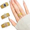 Vintage Crystal Split Ring Unique Adjustable Finger Rings Retro Pearl Opening Rings  Female