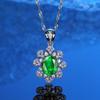 925 Sterling Silver Gemstone Necklace for Women - Green, Blue, or Red, Full Diamond Princess Style