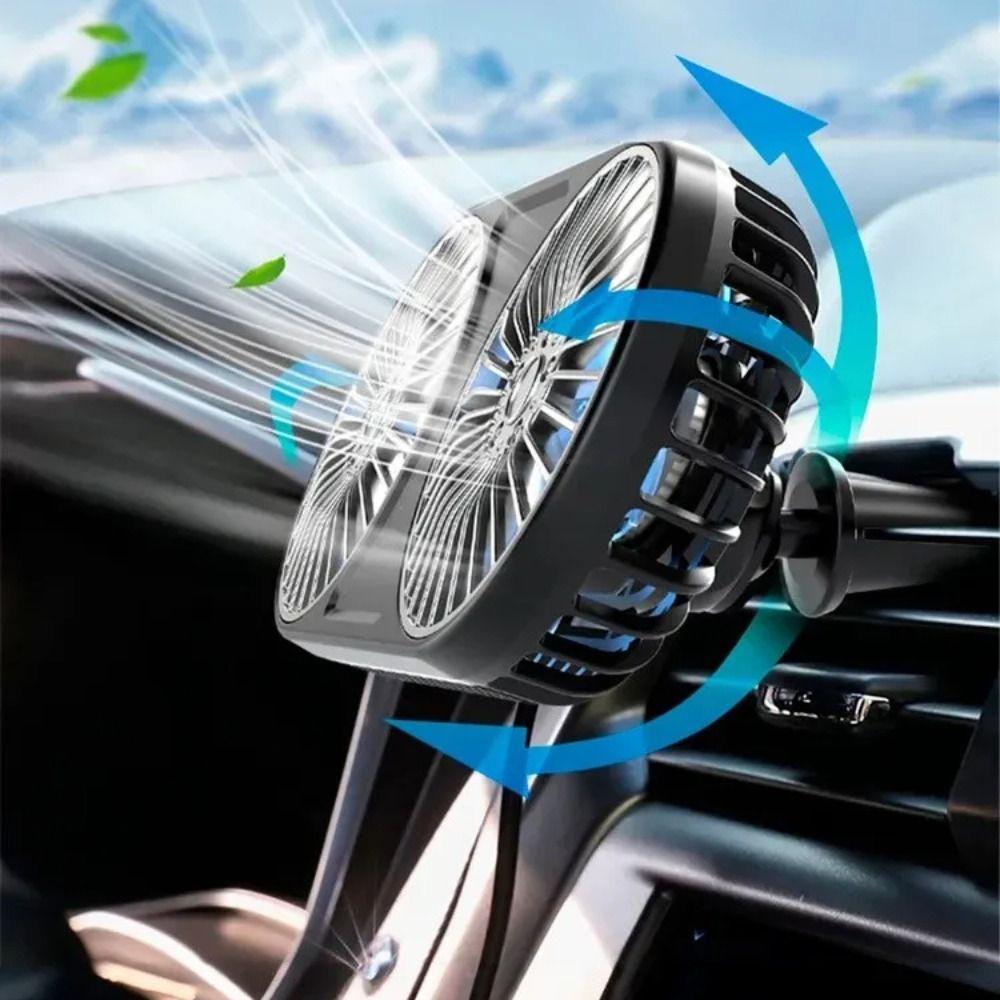 360° Rotating Mini Fan Low Noise Auto Electric Fan Mute Auto Ventilation Fan  Dashboard
